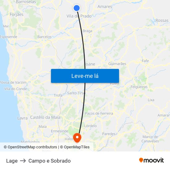 Lage to Campo e Sobrado map