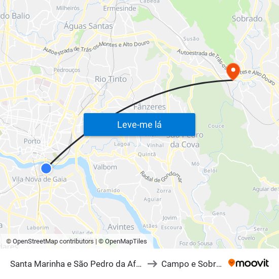 Santa Marinha e São Pedro da Afurada to Campo e Sobrado map