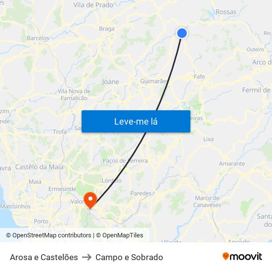 Arosa e Castelões to Campo e Sobrado map