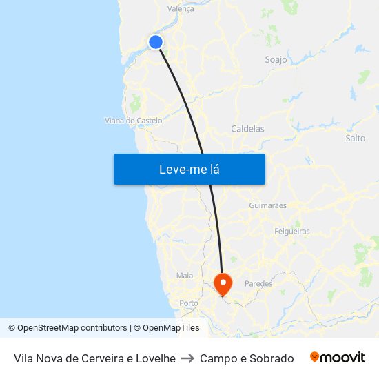 Vila Nova de Cerveira e Lovelhe to Campo e Sobrado map