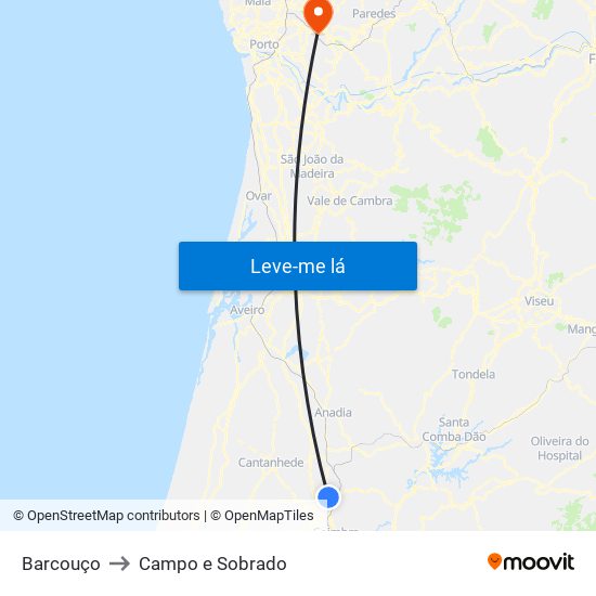 Barcouço to Campo e Sobrado map