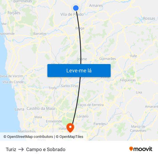 Turiz to Campo e Sobrado map