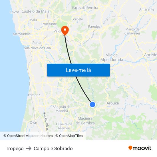 Tropeço to Campo e Sobrado map