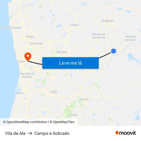 Vila de Ala to Campo e Sobrado map