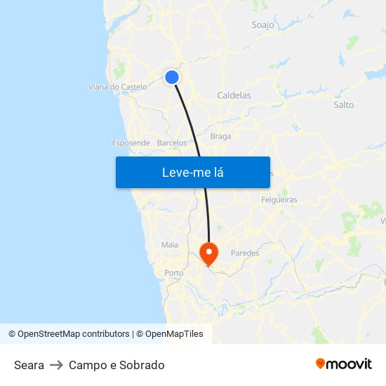 Seara to Campo e Sobrado map