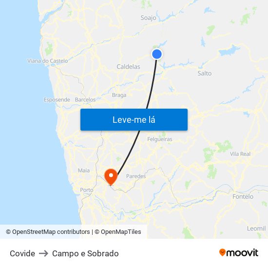 Covide to Campo e Sobrado map