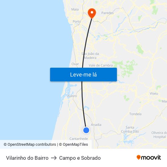 Vilarinho do Bairro to Campo e Sobrado map
