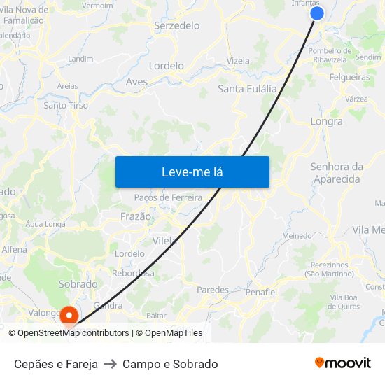 Cepães e Fareja to Campo e Sobrado map