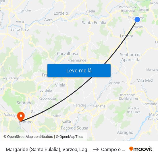 Margaride (Santa Eulália), Várzea, Lagares, Varziela e Moure to Campo e Sobrado map