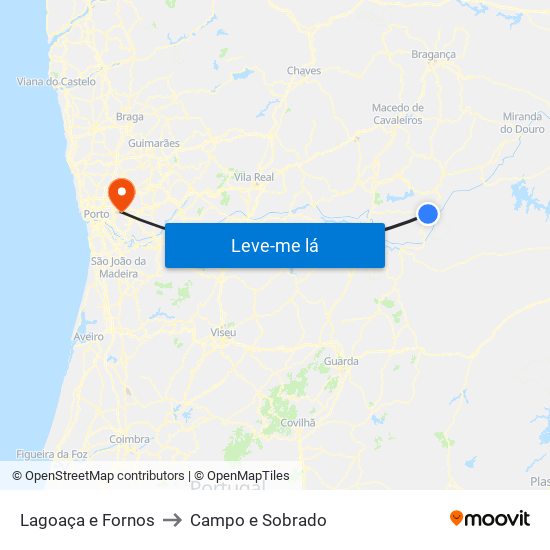 Lagoaça e Fornos to Campo e Sobrado map