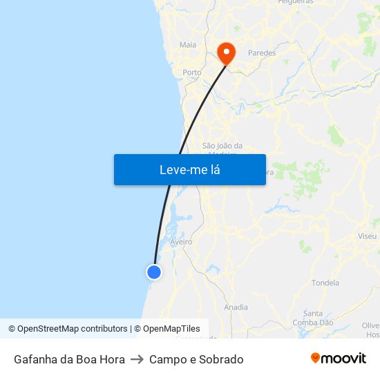 Gafanha da Boa Hora to Campo e Sobrado map