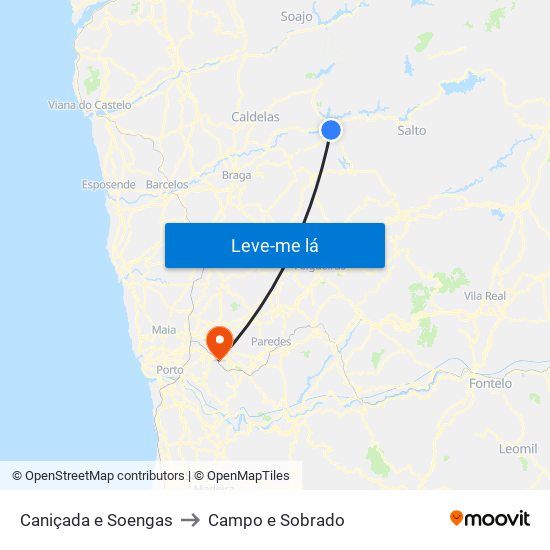 Caniçada e Soengas to Campo e Sobrado map