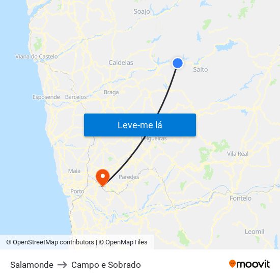 Salamonde to Campo e Sobrado map