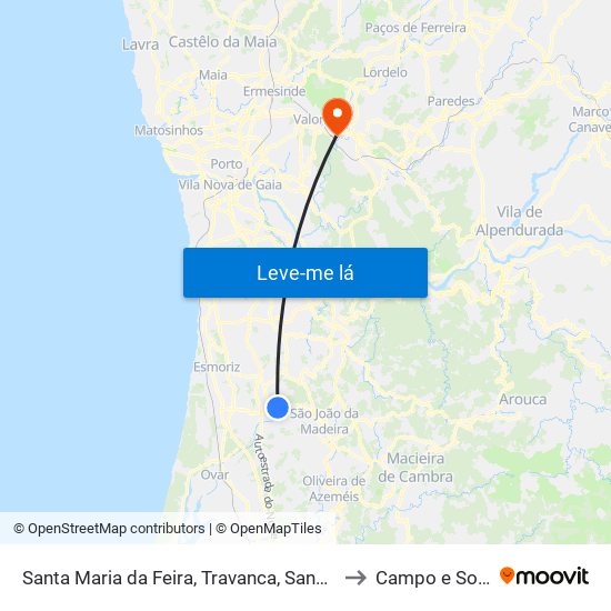 Santa Maria da Feira, Travanca, Sanfins e Espargo to Campo e Sobrado map
