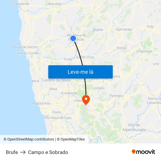 Brufe to Campo e Sobrado map