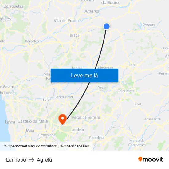 Lanhoso to Agrela map
