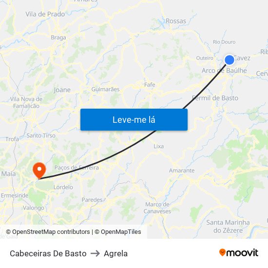 Cabeceiras De Basto to Agrela map