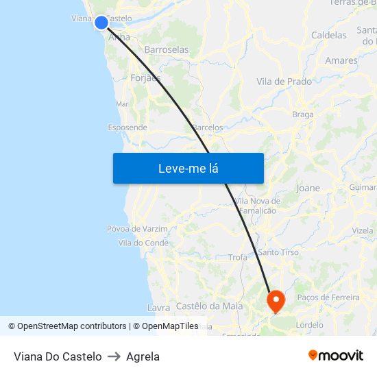 Viana Do Castelo to Agrela map