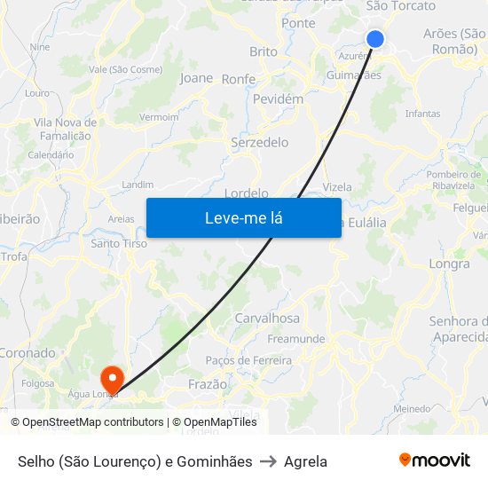 Selho (São Lourenço) e Gominhães to Agrela map