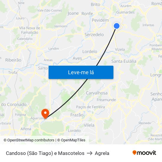 Candoso (São Tiago) e Mascotelos to Agrela map