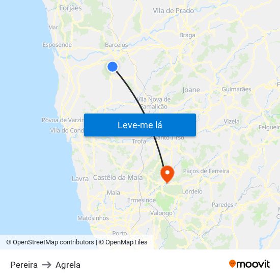 Pereira to Agrela map
