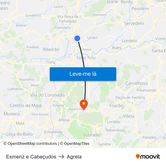 Esmeriz e Cabeçudos to Agrela map