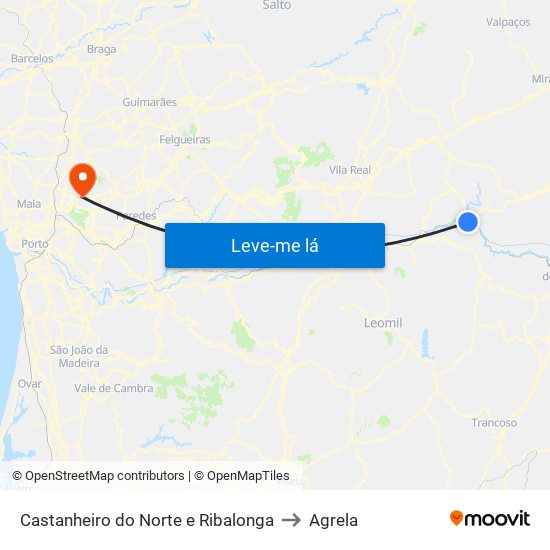 Castanheiro do Norte e Ribalonga to Agrela map