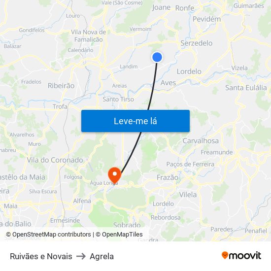 Ruivães e Novais to Agrela map