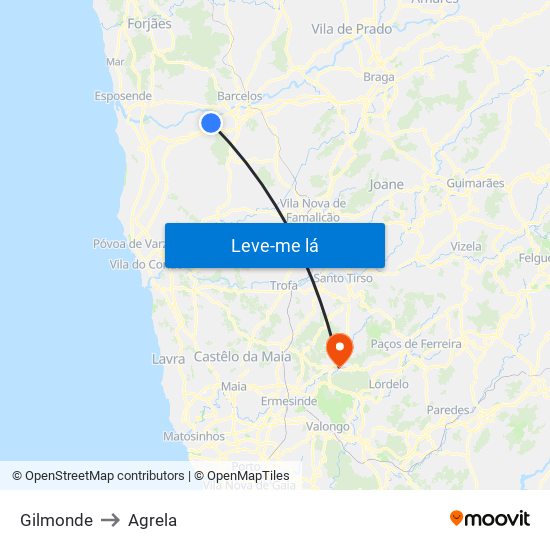 Gilmonde to Agrela map