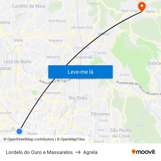 Lordelo do Ouro e Massarelos to Agrela map