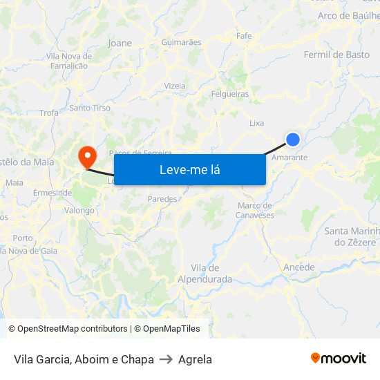 Vila Garcia, Aboim e Chapa to Agrela map