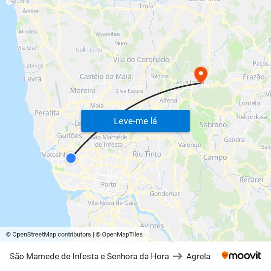 São Mamede de Infesta e Senhora da Hora to Agrela map