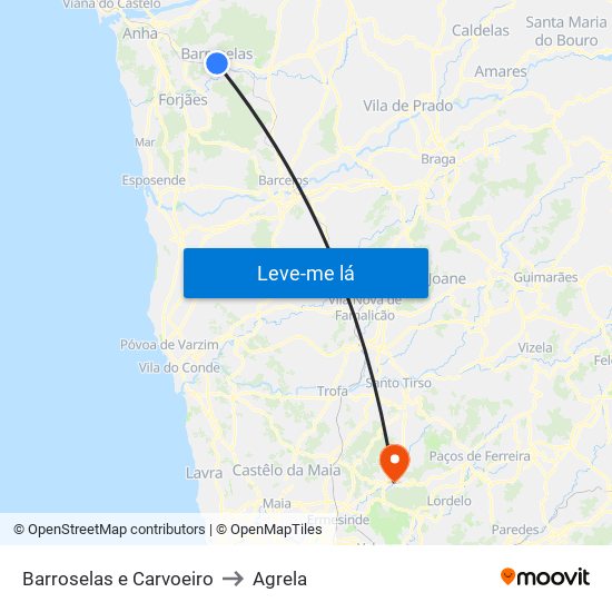 Barroselas e Carvoeiro to Agrela map