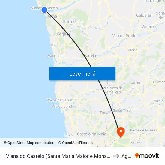 Viana do Castelo (Santa Maria Maior e Monserrate) e Meadela to Agrela map