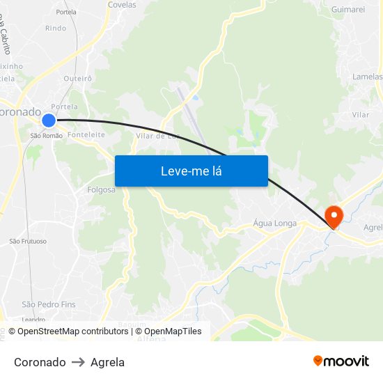 Coronado to Agrela map