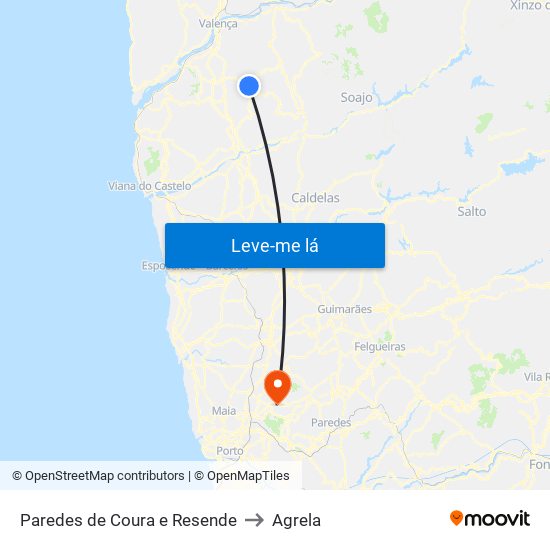 Paredes de Coura e Resende to Agrela map