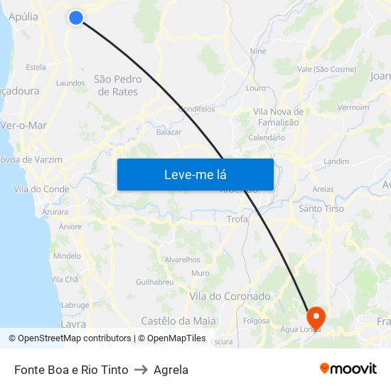 Fonte Boa e Rio Tinto to Agrela map