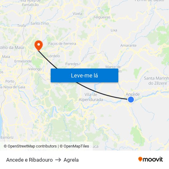 Ancede e Ribadouro to Agrela map