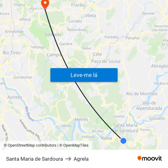 Santa Maria de Sardoura to Agrela map