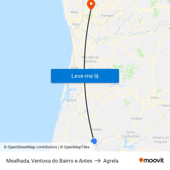 Mealhada, Ventosa do Bairro e Antes to Agrela map