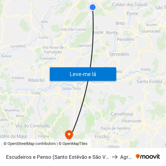 Escudeiros e Penso (Santo Estêvão e São Vicente) to Agrela map