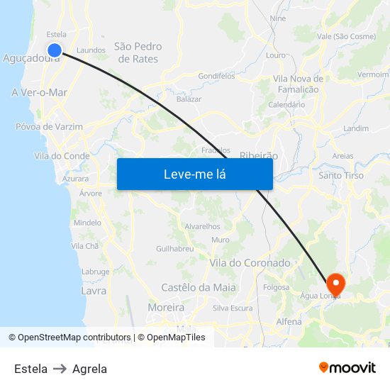 Estela to Agrela map
