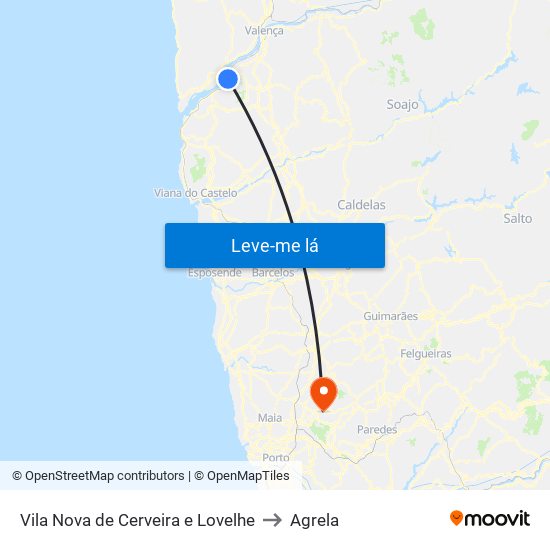 Vila Nova de Cerveira e Lovelhe to Agrela map