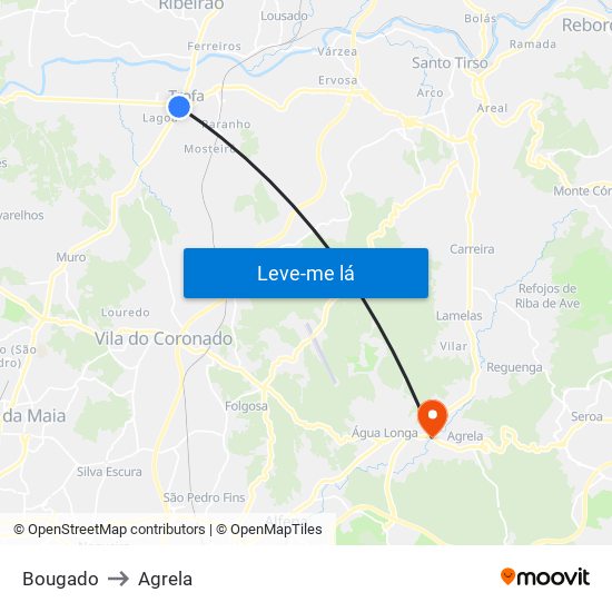 Bougado to Agrela map