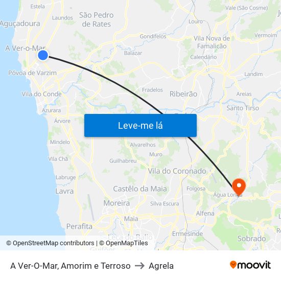 A Ver-O-Mar, Amorim e Terroso to Agrela map