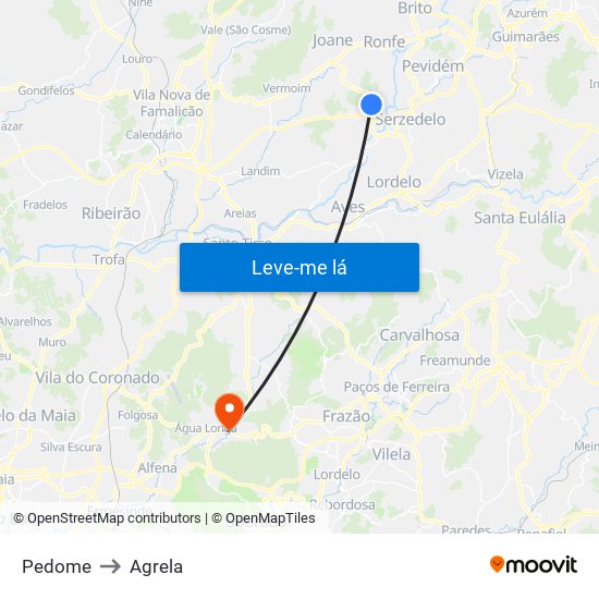 Pedome to Agrela map