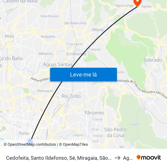 Cedofeita, Santo Ildefonso, Sé, Miragaia, São Nicolau e Vitória to Agrela map