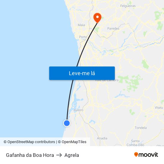 Gafanha da Boa Hora to Agrela map