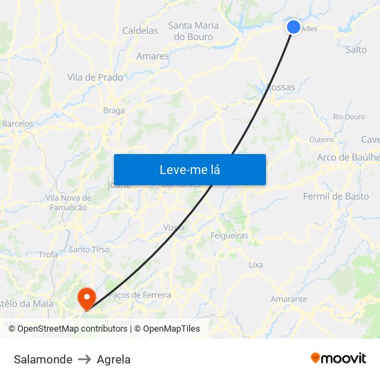 Salamonde to Agrela map