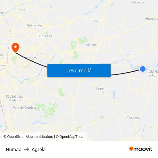 Numão to Agrela map